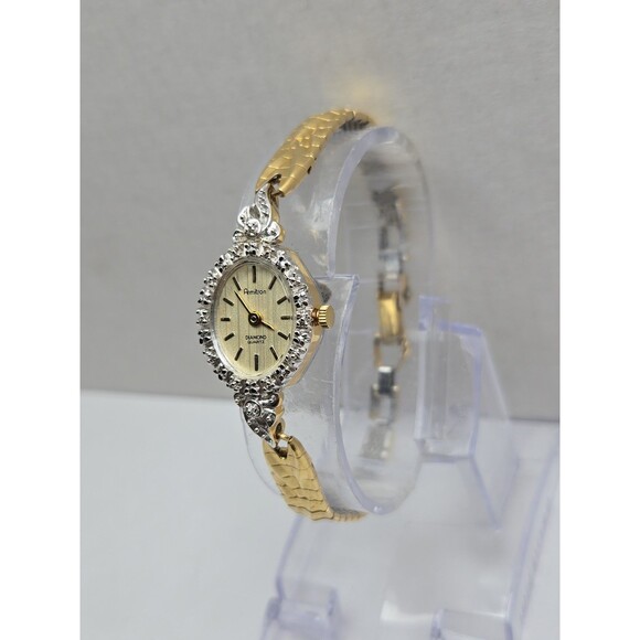 Vintage Armitron Diamond Quartz Womens Gold Tone Oval Cocktail Watch New Battery main image 11